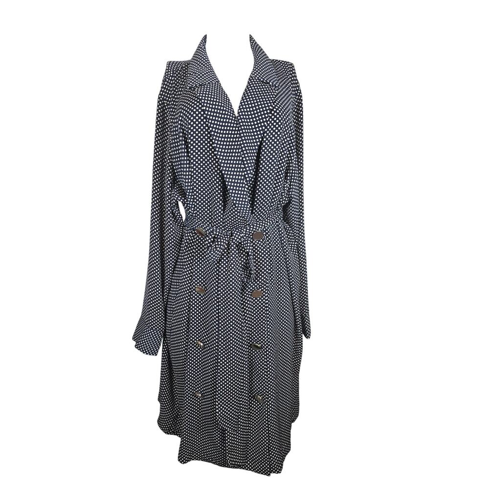 Eloquii Black White Polka Dot Double Breasted Button Belted Women's Dress 26